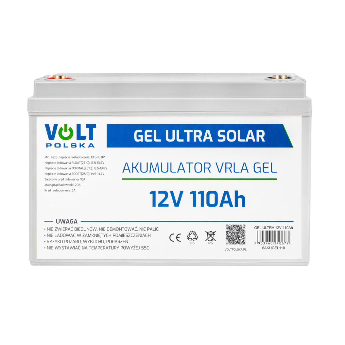 Акумуляторна батарея Volt Polska GEL  ULTRA SOLAR 12V 110 Ah - Фото 1
