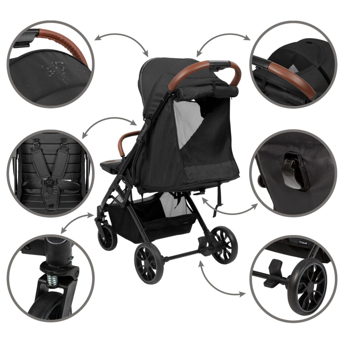 Прогулянкова коляска Kidwell COLMER Jet Black - Фото 7