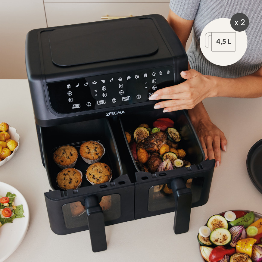 Аерофритюрниця двокамерна Zeegma Dual 9л Black - Фото 7
