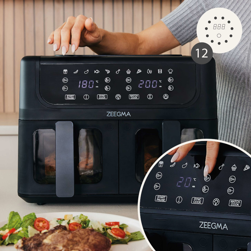 Аерофритюрниця двокамерна Zeegma Dual 9л Black - Фото 4