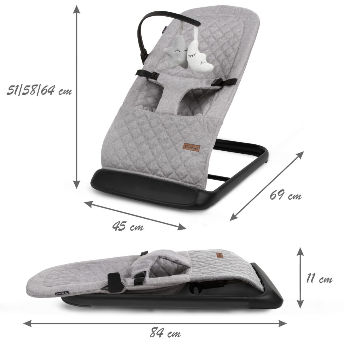 Крісло-гойдалка Kidwell LARO Full Grey/Black - Фото 8