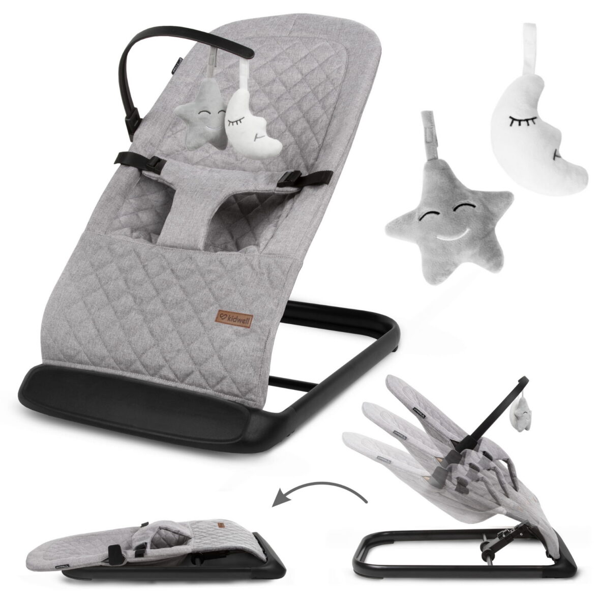 Крісло-гойдалка Kidwell LARO Full Grey/Black - Фото 2