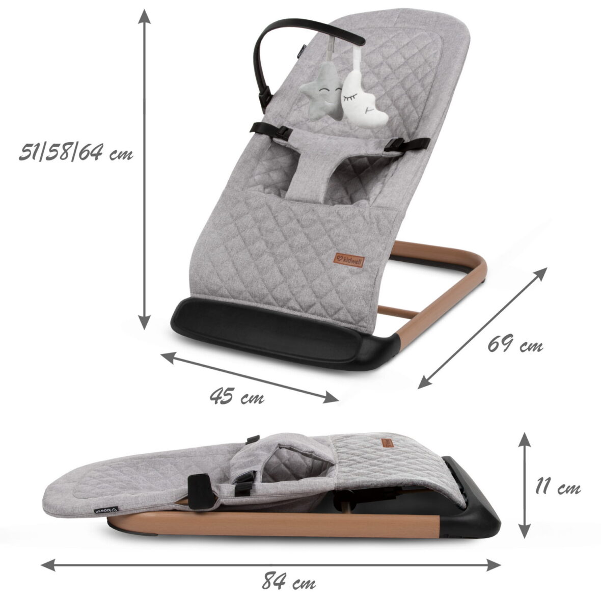 Крісло-гойдалка Kidwell LARO Full Grey/Wooden - Фото 8