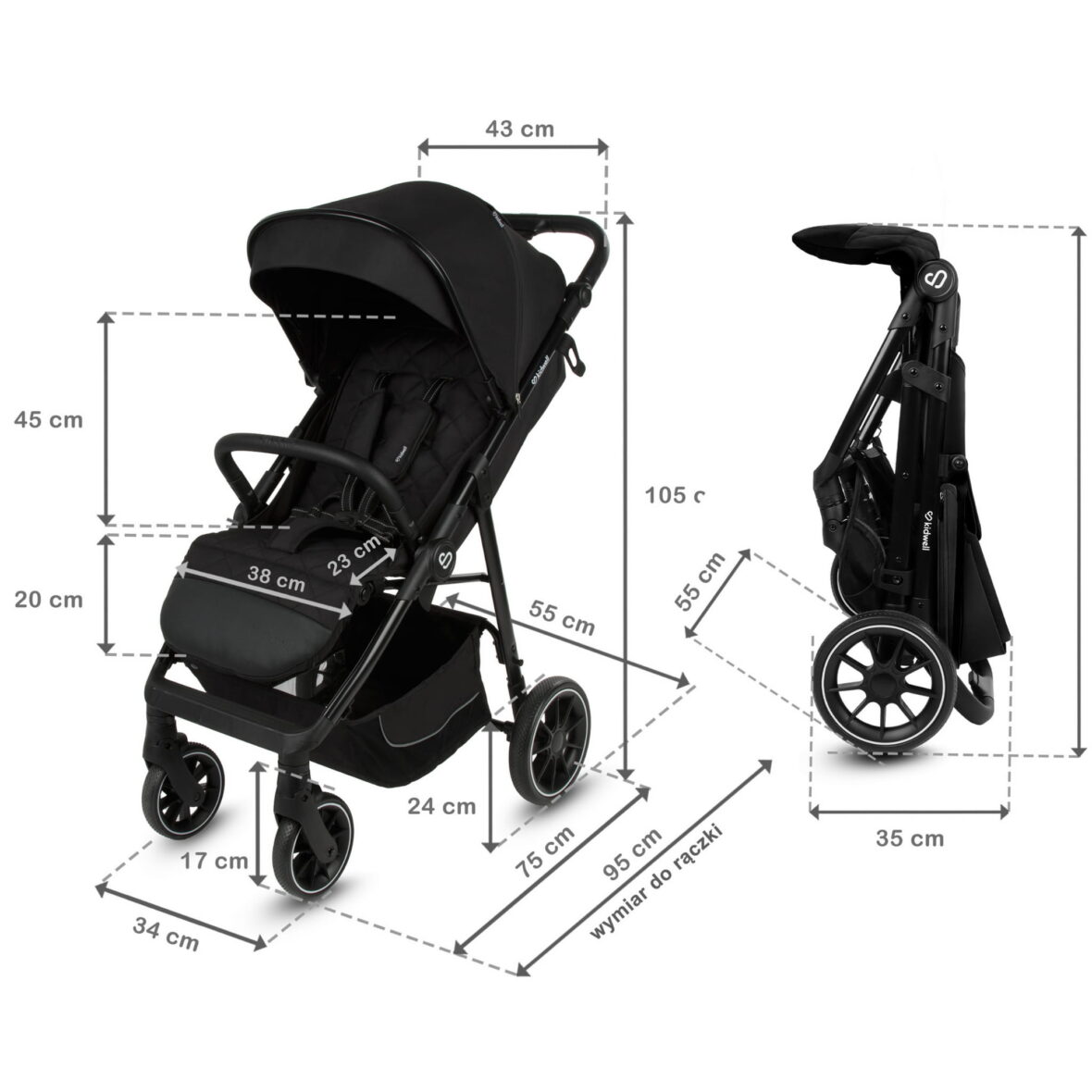 Прогулянкова коляска Kidwell ENZO Black - Фото 12
