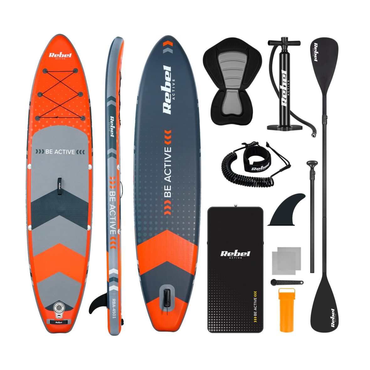 SUP дошка 350см Rebel ACTIVE RBA-4501-OR із аксесуарами сапборд 170 кг 350 x 81 х 15 см Orange - Фото 1