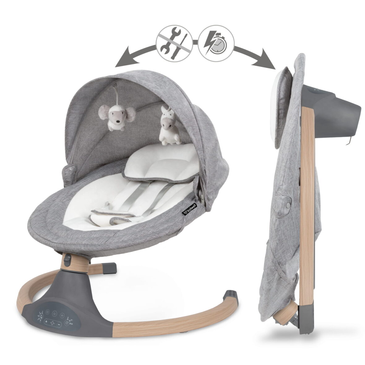 Шезлонг-гойдалка 2в1 Kidwell LUXI Dark Melange/Wooden - Фото 3