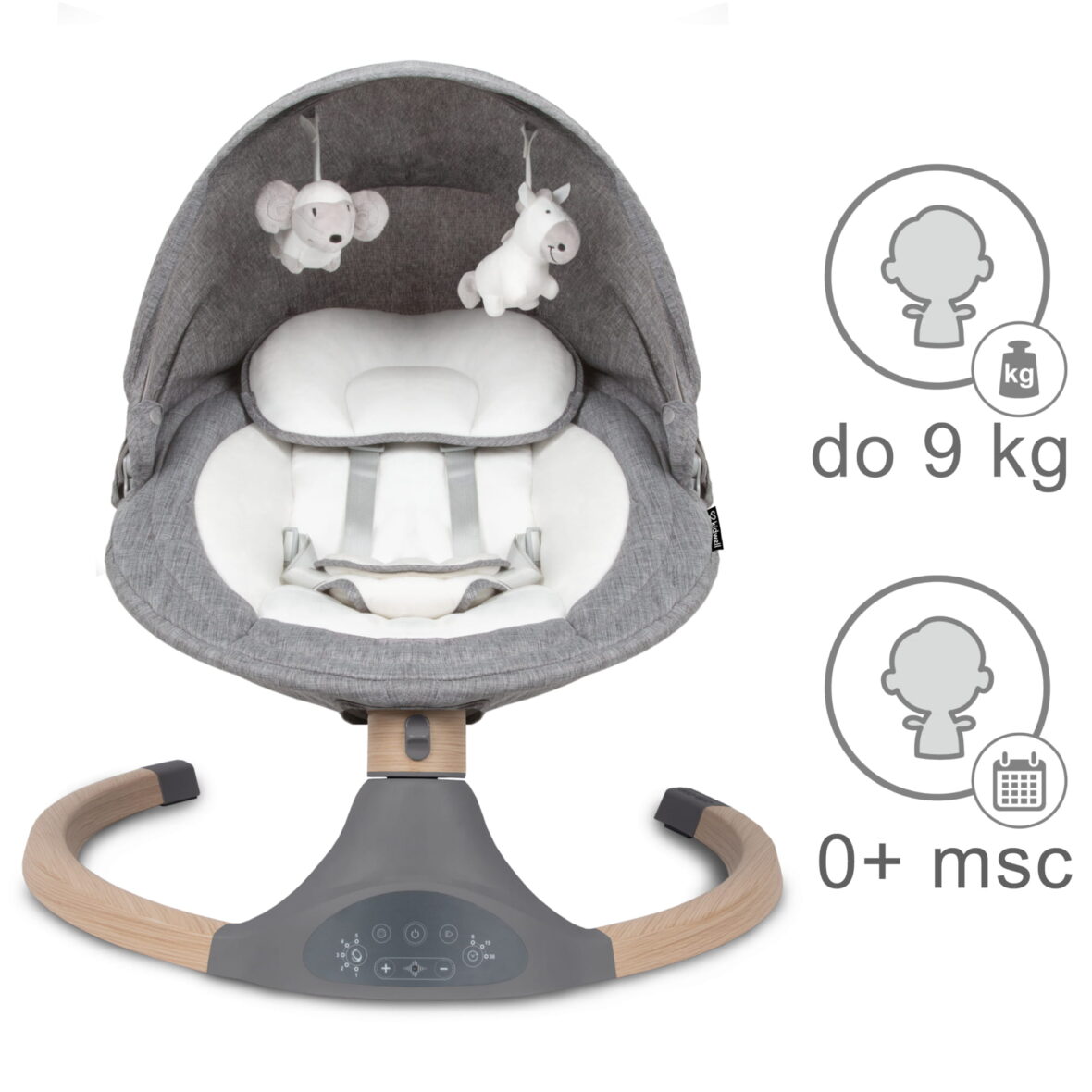 Шезлонг-гойдалка 2в1 Kidwell LUXI Dark Melange/Wooden - Фото 4