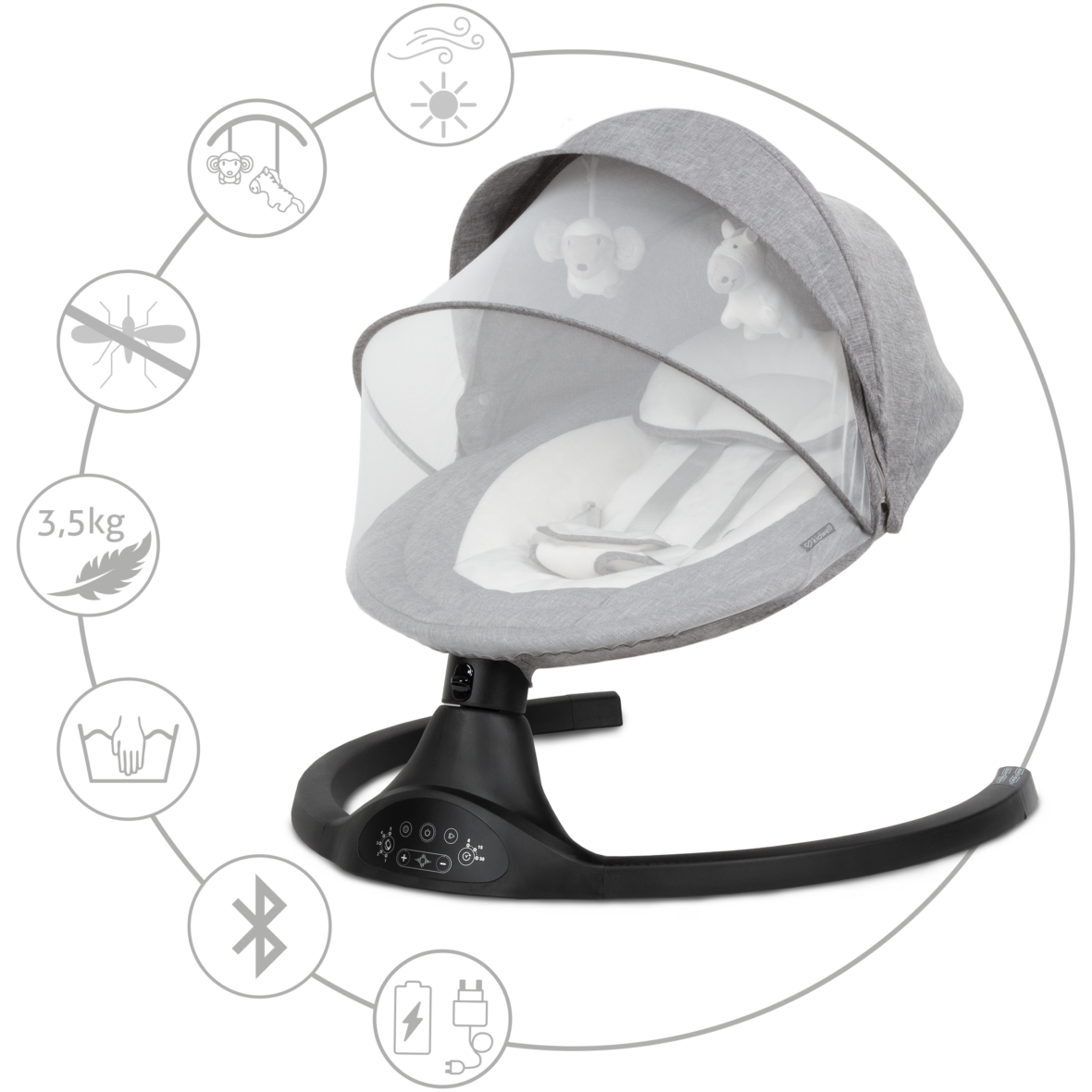 Шезлонг-гойдалка 2в1 Kidwell LUXI Dark Melange/Black - Фото 4