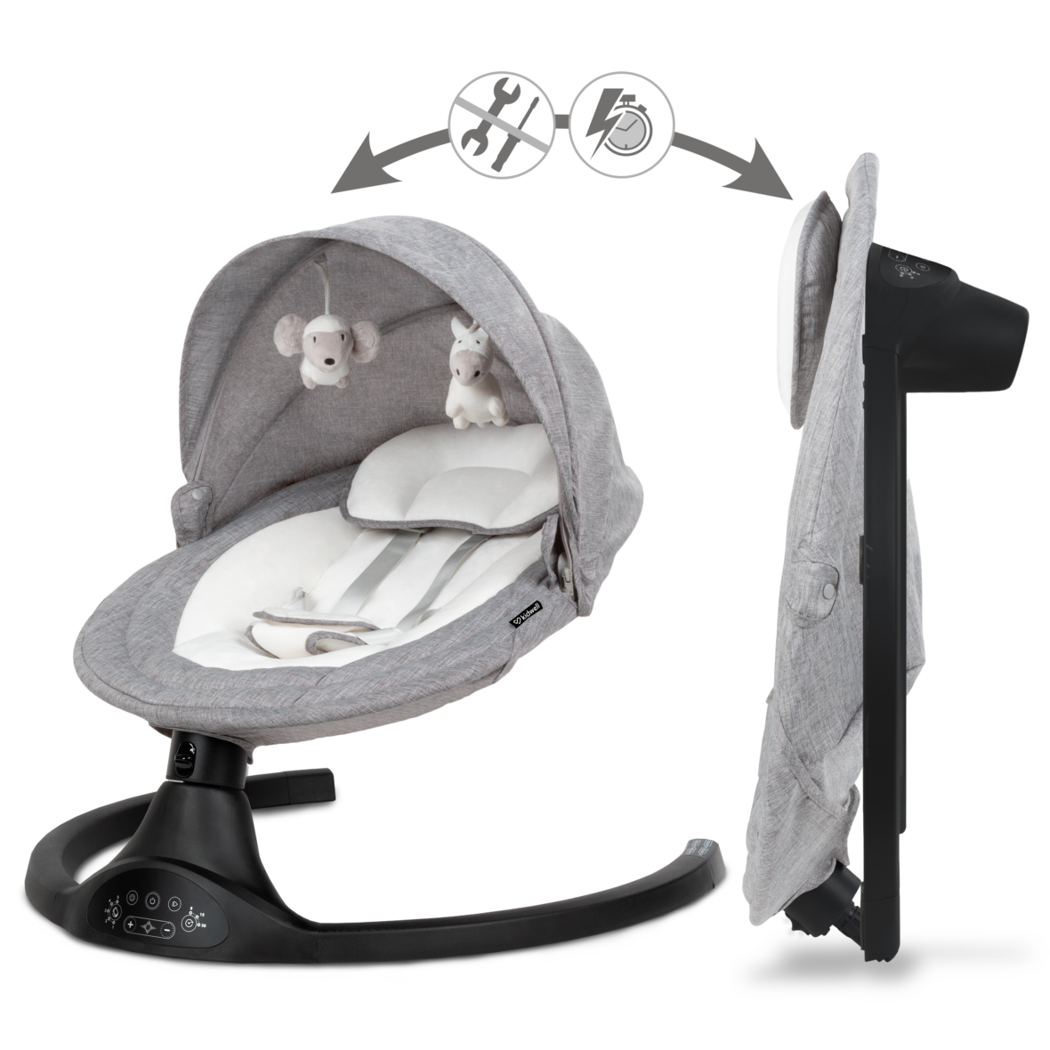 Шезлонг-гойдалка 2в1 Kidwell LUXI Dark Melange/Black - Фото 6