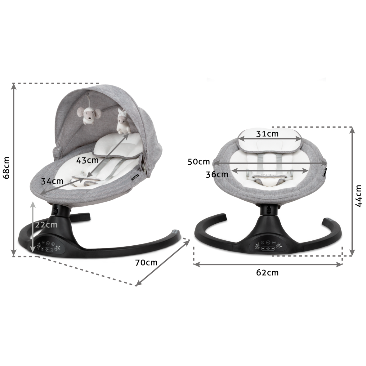 Шезлонг-гойдалка 2в1 Kidwell LUXI Dark Melange/Black - Фото 7