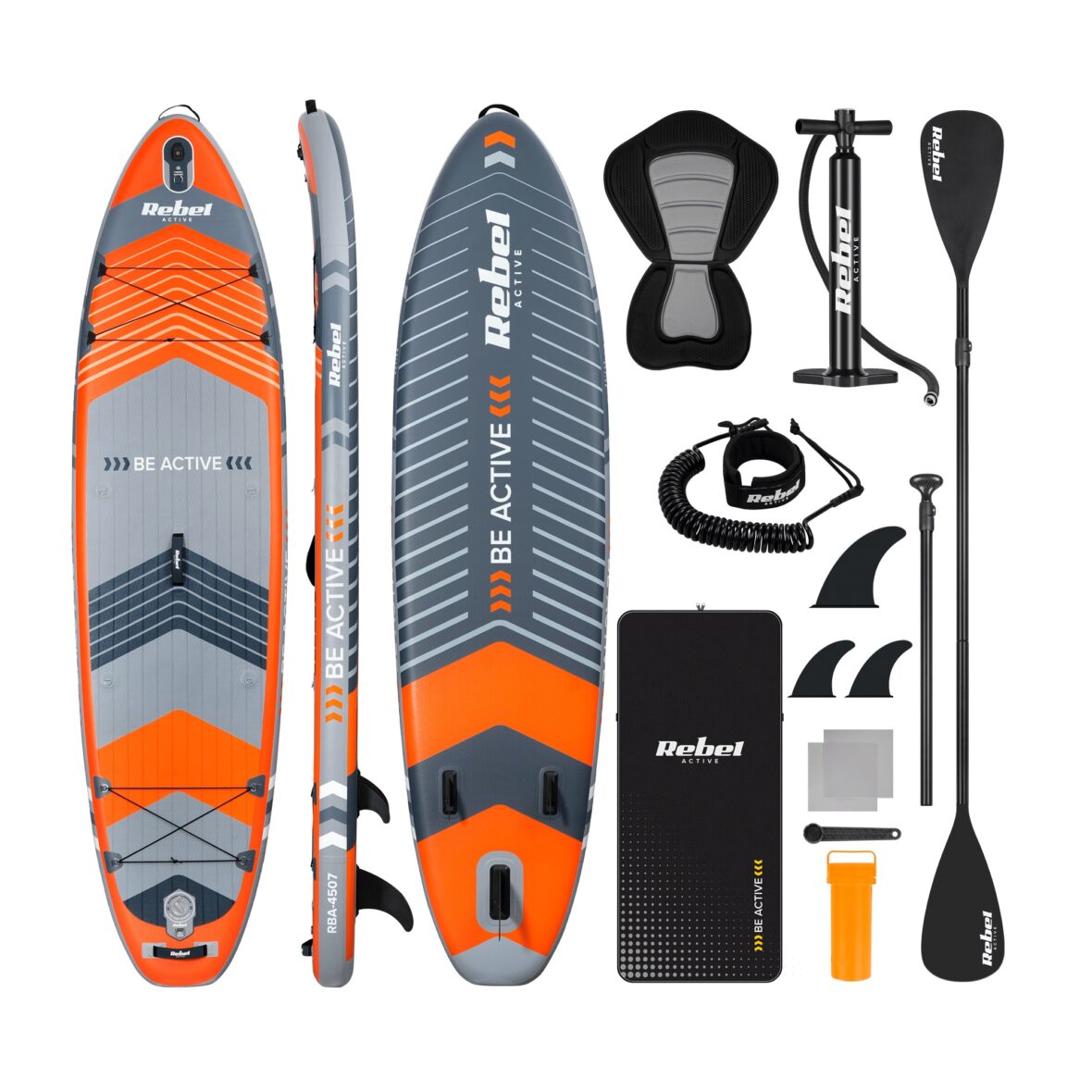 SUP дошка 350см Rebel ACTIVE RBA-4507-OR із аксесуарами сапборд 170 кг 335 x 84 х 15 см Orange - Фото 1