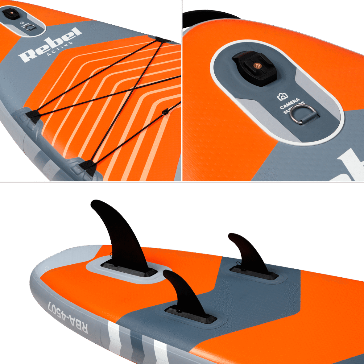 SUP дошка 350см Rebel ACTIVE RBA-4507-OR із аксесуарами сапборд 170 кг 335 x 84 х 15 см Orange - Фото 5