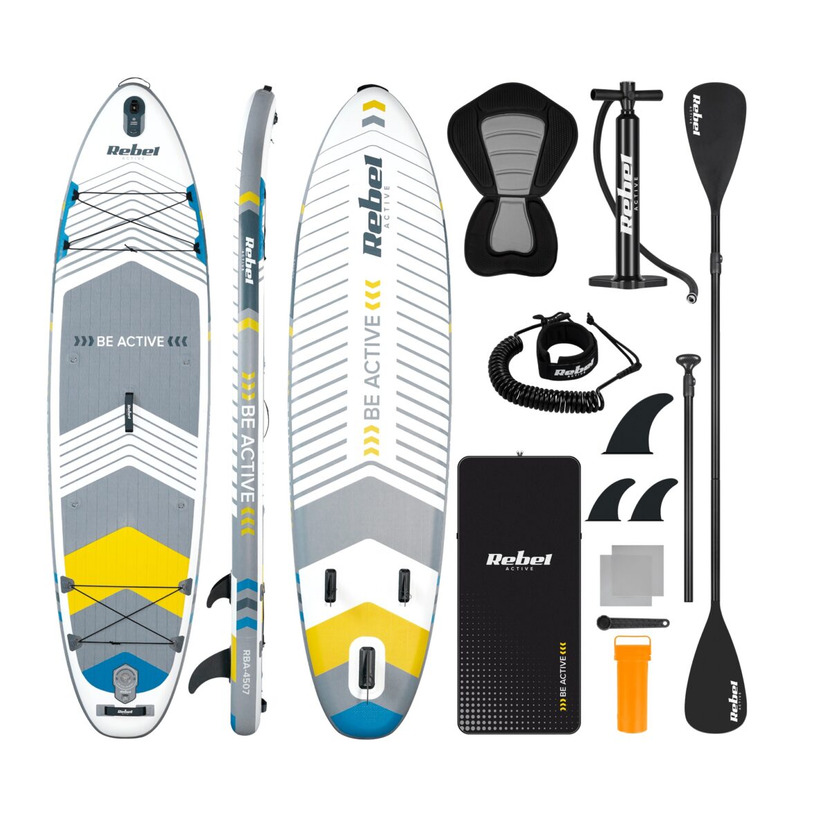 SUP дошка 350см Rebel ACTIVE RBA-4507-WH із аксесуарами сапборд 170 кг 335 x 84 х 15 см White - Фото 1