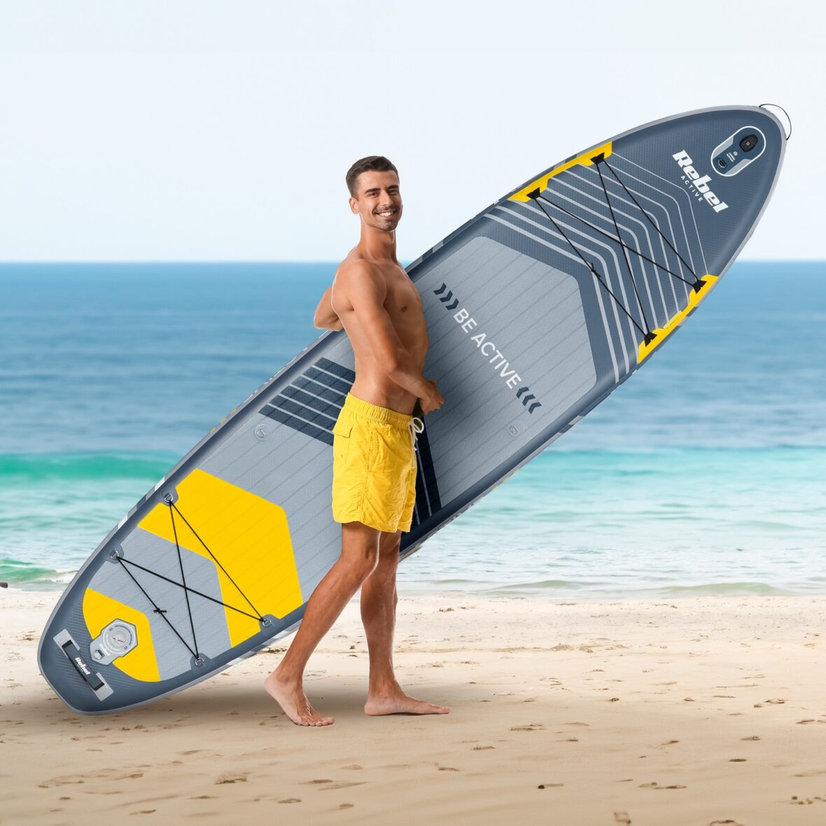 SUP дошка 335 см Rebel ACTIVE RBA-4507-G із аксесуарами сапборд 170 кг 335 x 84 х 15 см Grey - Фото 2
